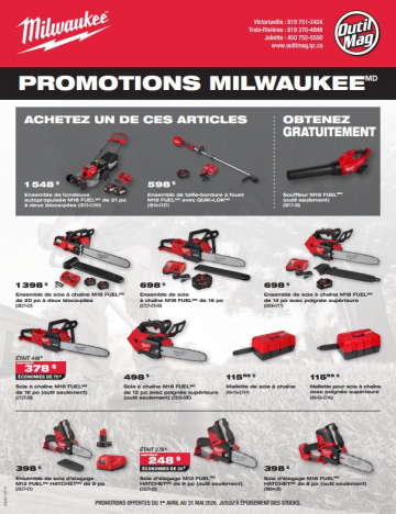 Milwaukee<br>Équipements extérieurs<br>1er avril au 31 mai 2026